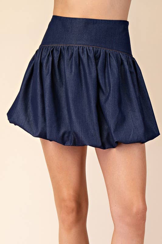 Balloon Hem High-Waist Skort – Cream or Sky Blue