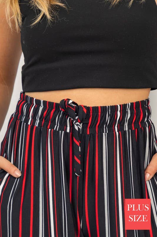 High Waisted Striped Knit Palazzo Pants