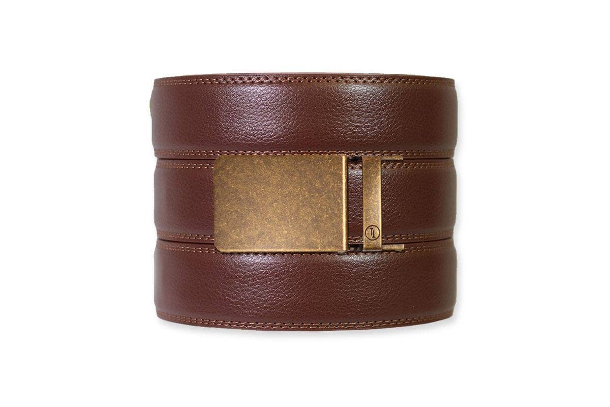Chestnut Leather Ratchet Belt & Buckle Set