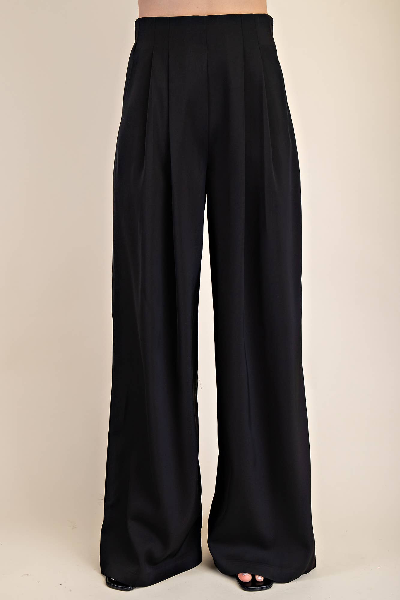 Pleated High-Waisted Wide Pants