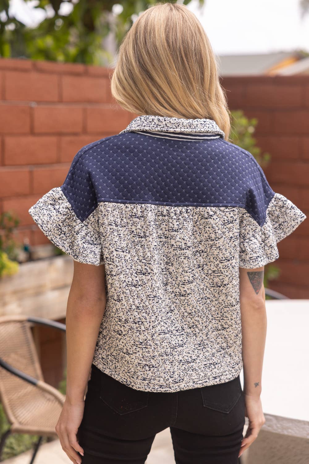 Quarter Snap Button Down Multi Quilted Top