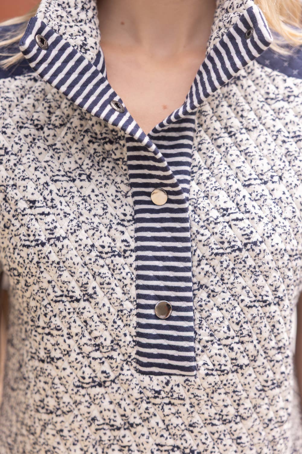 Quarter Snap Button Down Multi Quilted Top