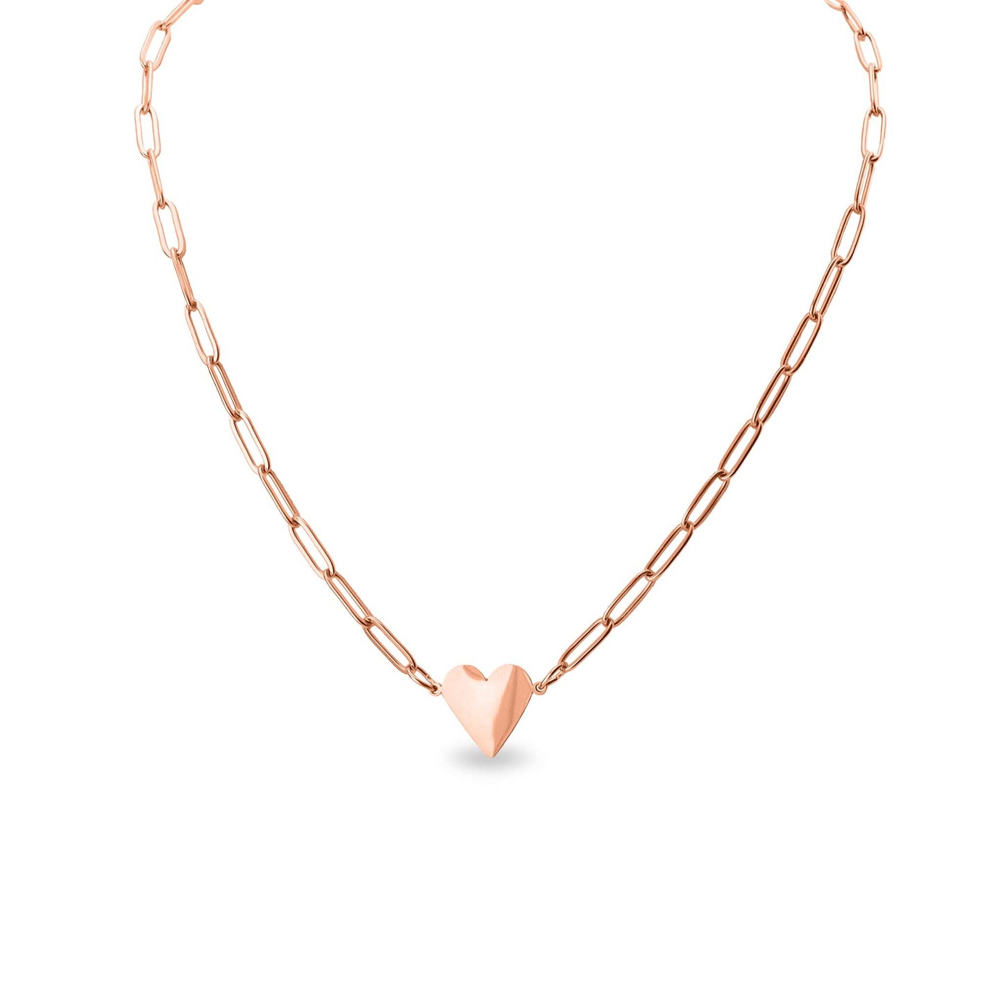 Stainless Steel Gold Heart Paperclip Necklace for Engraving