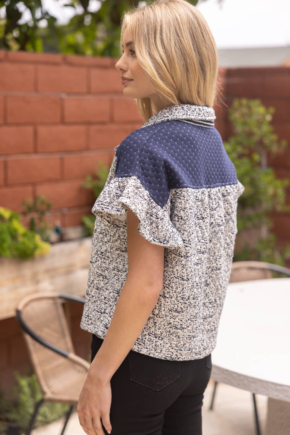 Quarter Snap Button Down Multi Quilted Top