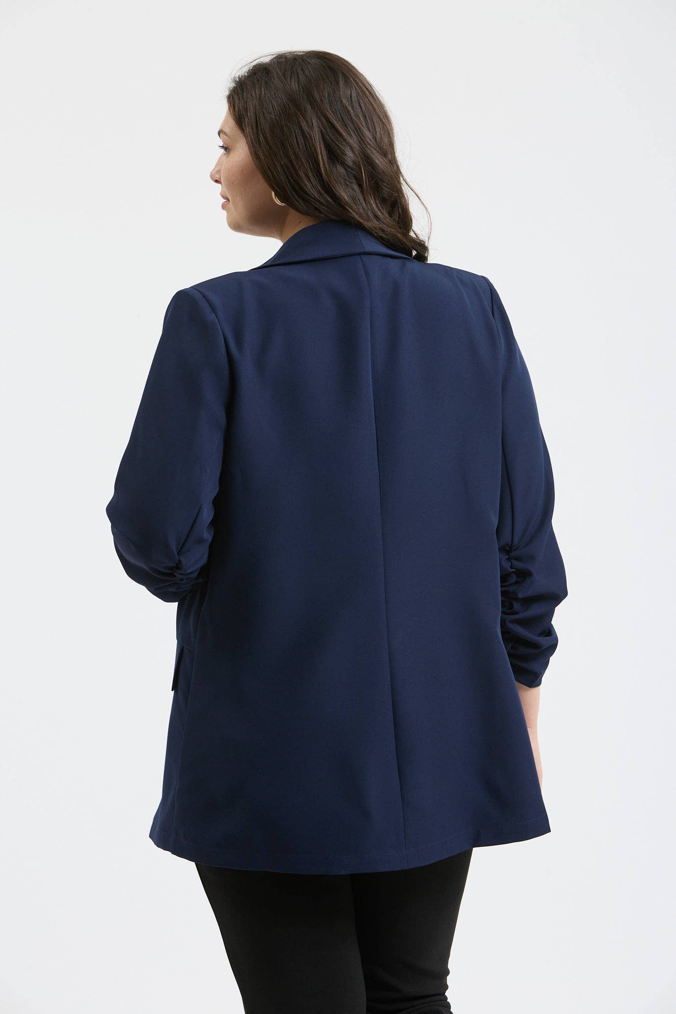 PLUS RUCHED 3/4 SLEEVE SLEEVE BLAZER