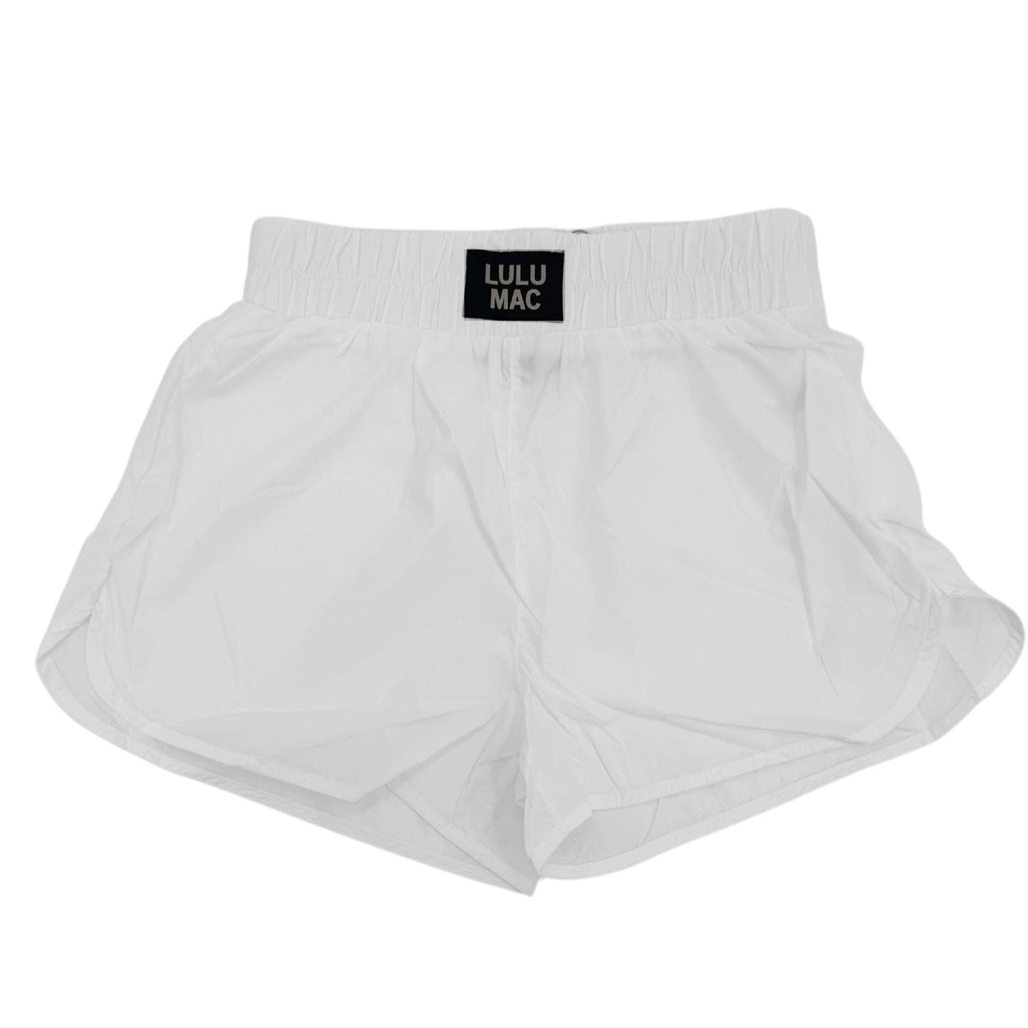 White Lulu Mac Solid Shorts – Women's High-Waisted Athletic Lounge Shorts