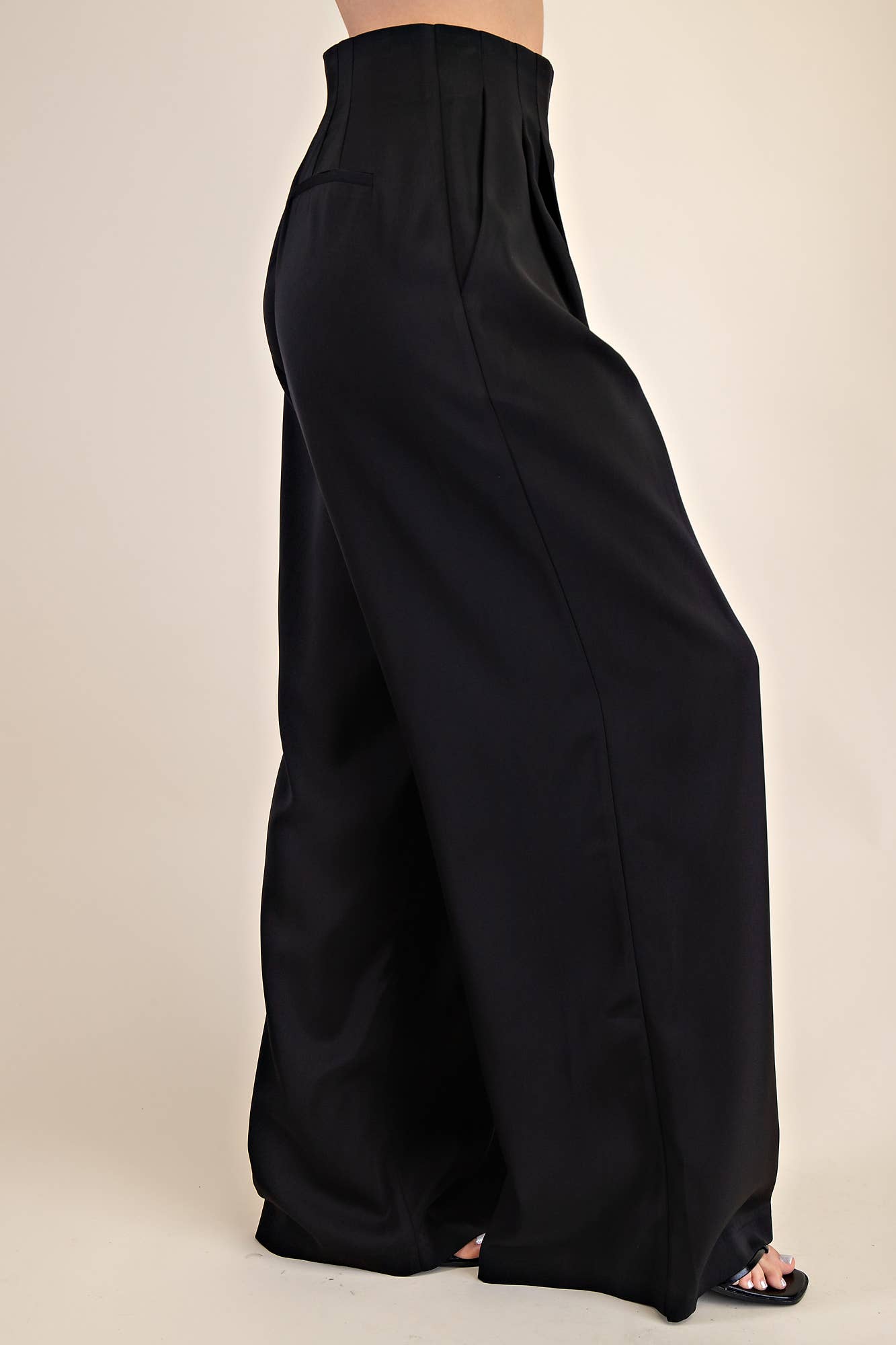 Pleated High-Waisted Wide Pants