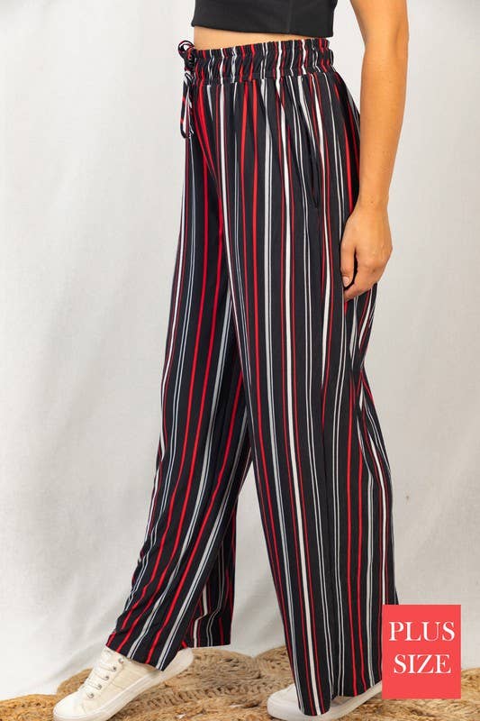 High Waisted Striped Knit Palazzo Pants
