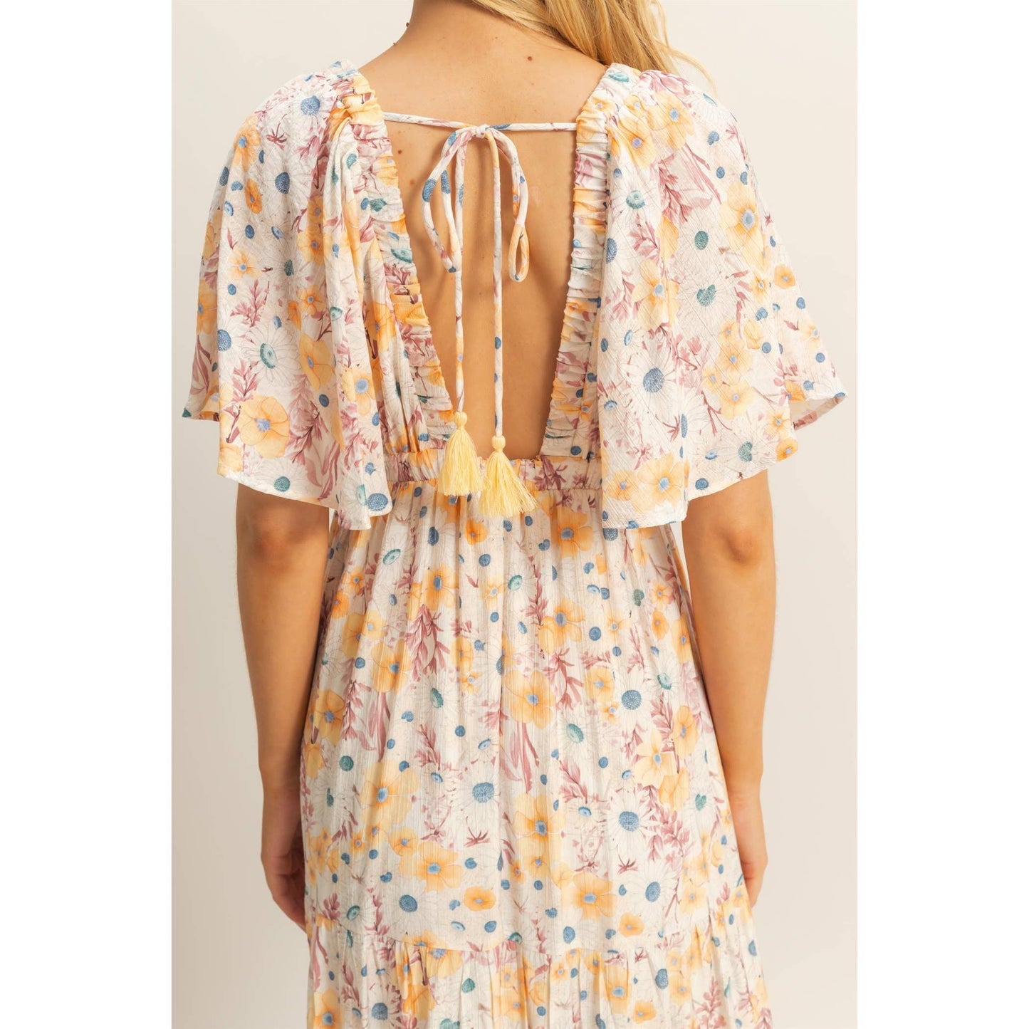 Floral V-Neck Flowy Tiered Maxi Dress