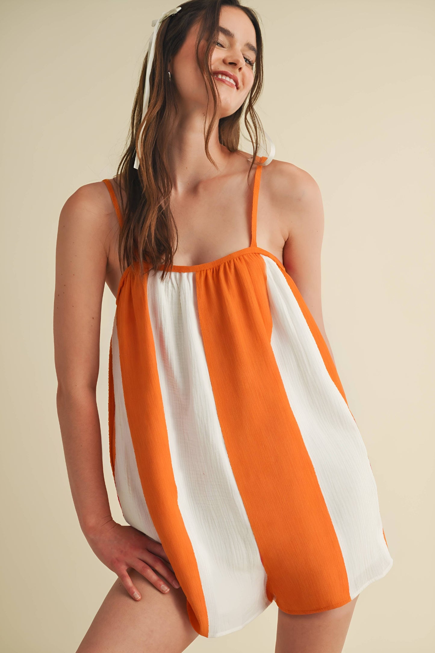 Cloud Ten Striped Oversized Romper – Effortless Game Day Style, Made in LA