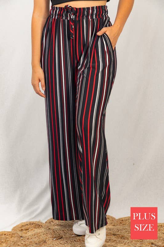 High Waisted Striped Knit Palazzo Pants