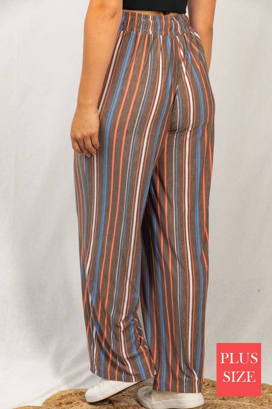 High Waisted Striped Knit Palazzo Pants