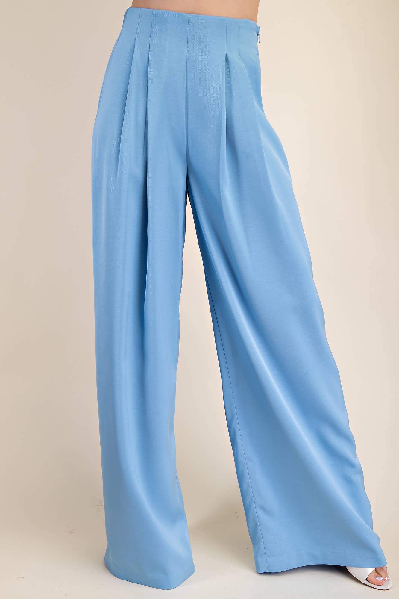 Pleated High-Waisted Wide Pants
