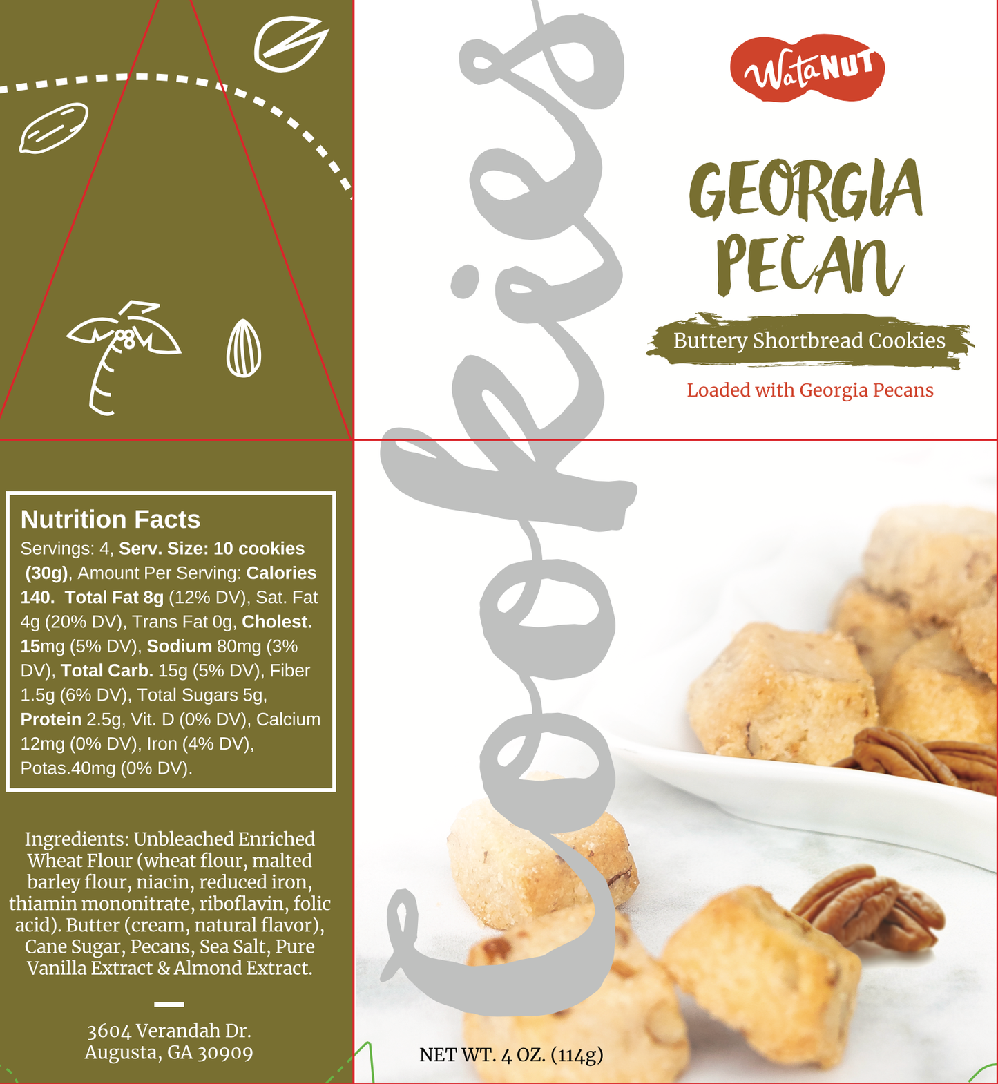 Southern Pecan Shortbread Cookies – 4 oz Grab & Go Box