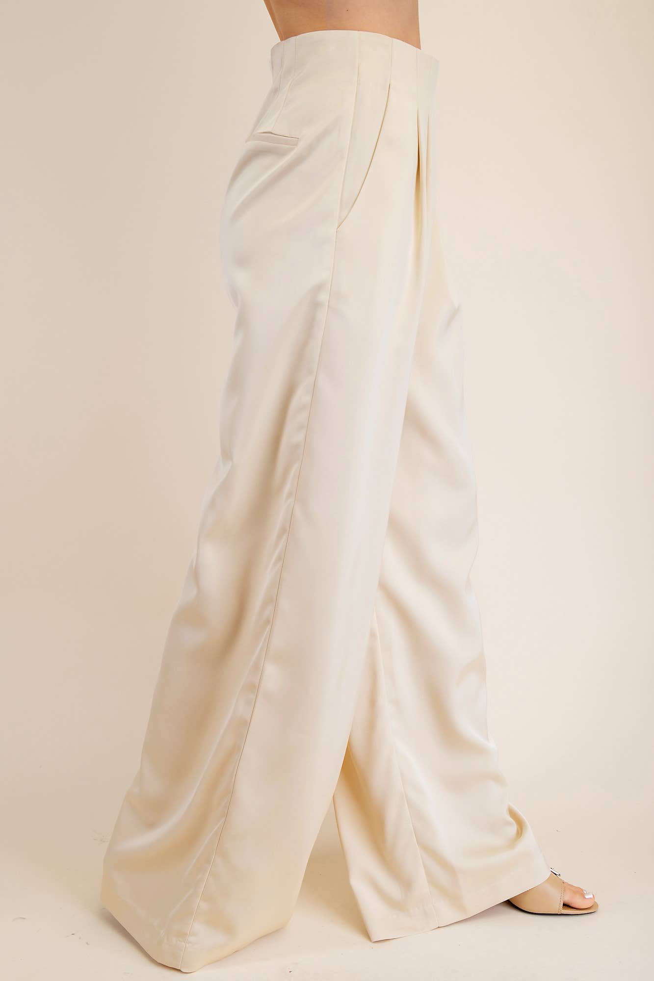 Pleated High-Waisted Wide Pants