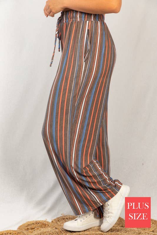 High Waisted Striped Knit Palazzo Pants