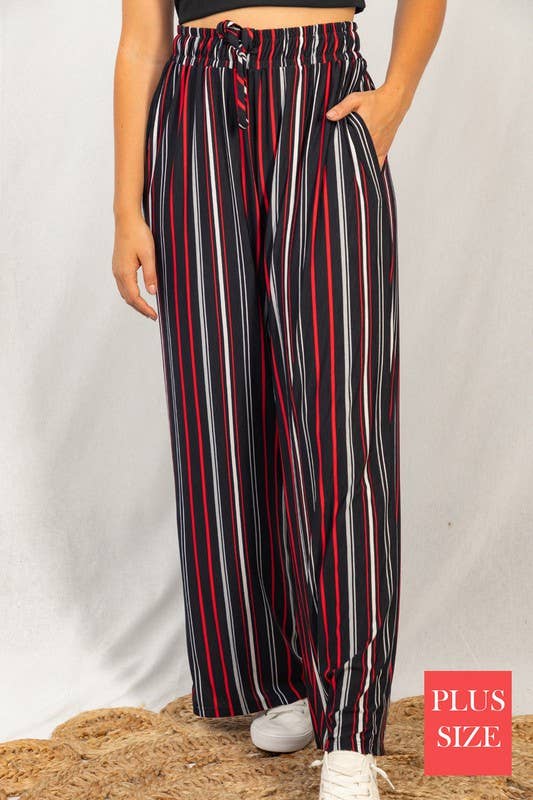 High Waisted Striped Knit Palazzo Pants