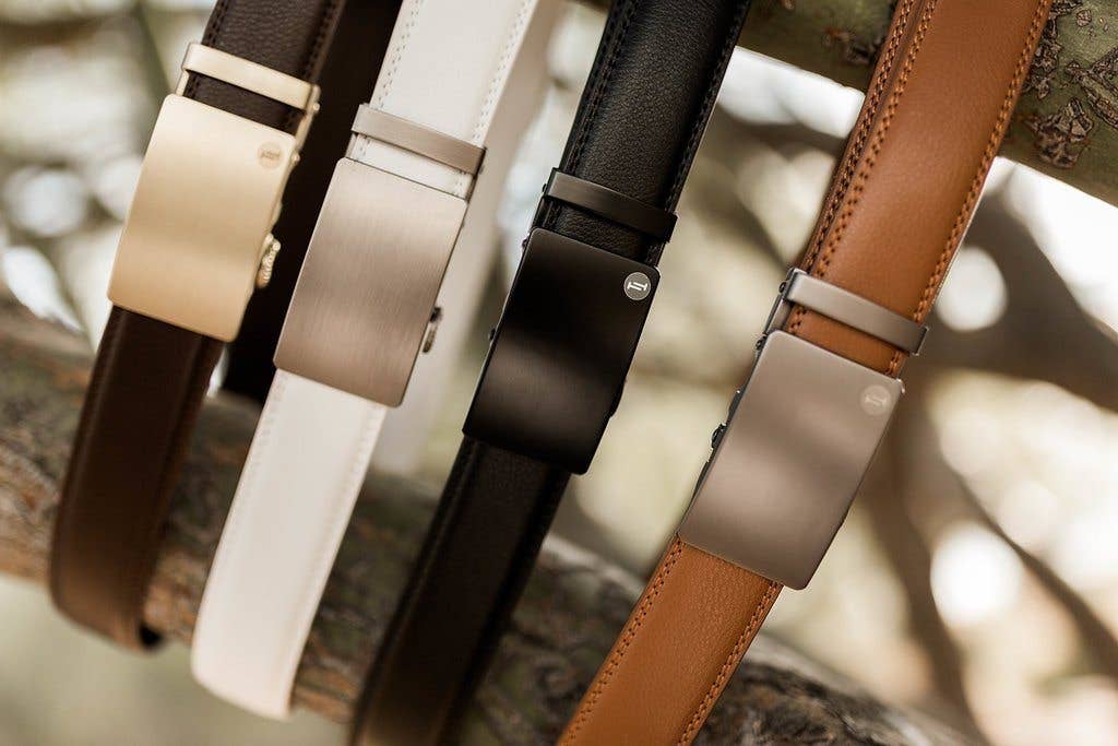 Black Leather Ratchet Belt – Adjustable One Size by Tough Apparel