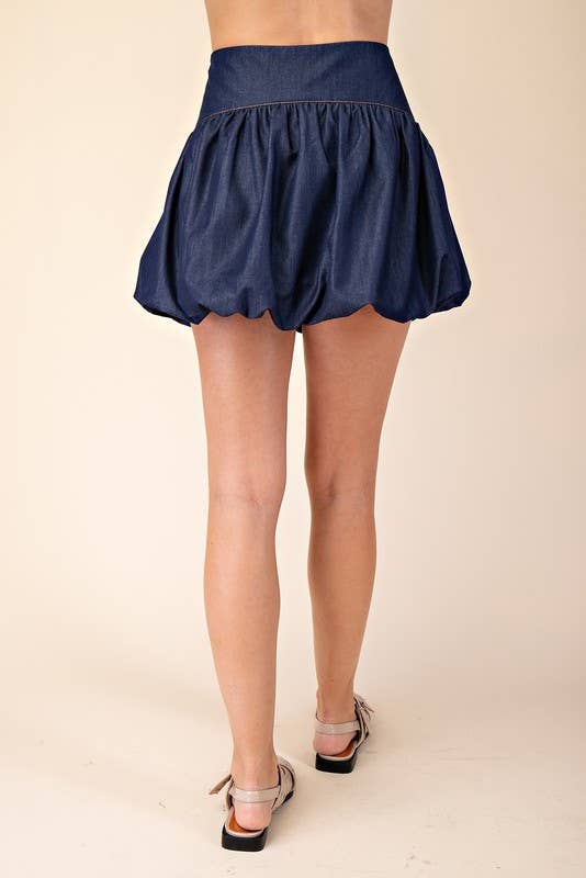 Balloon Hem High-Waist Skort – Cream or Sky Blue