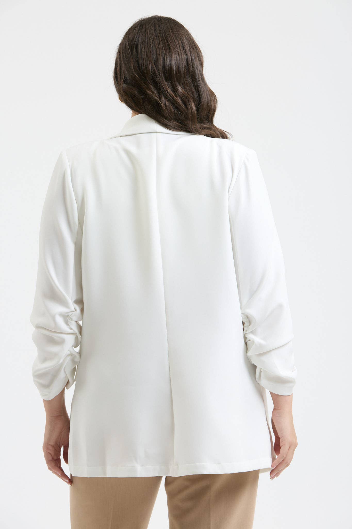 PLUS RUCHED 3/4 SLEEVE SLEEVE BLAZER