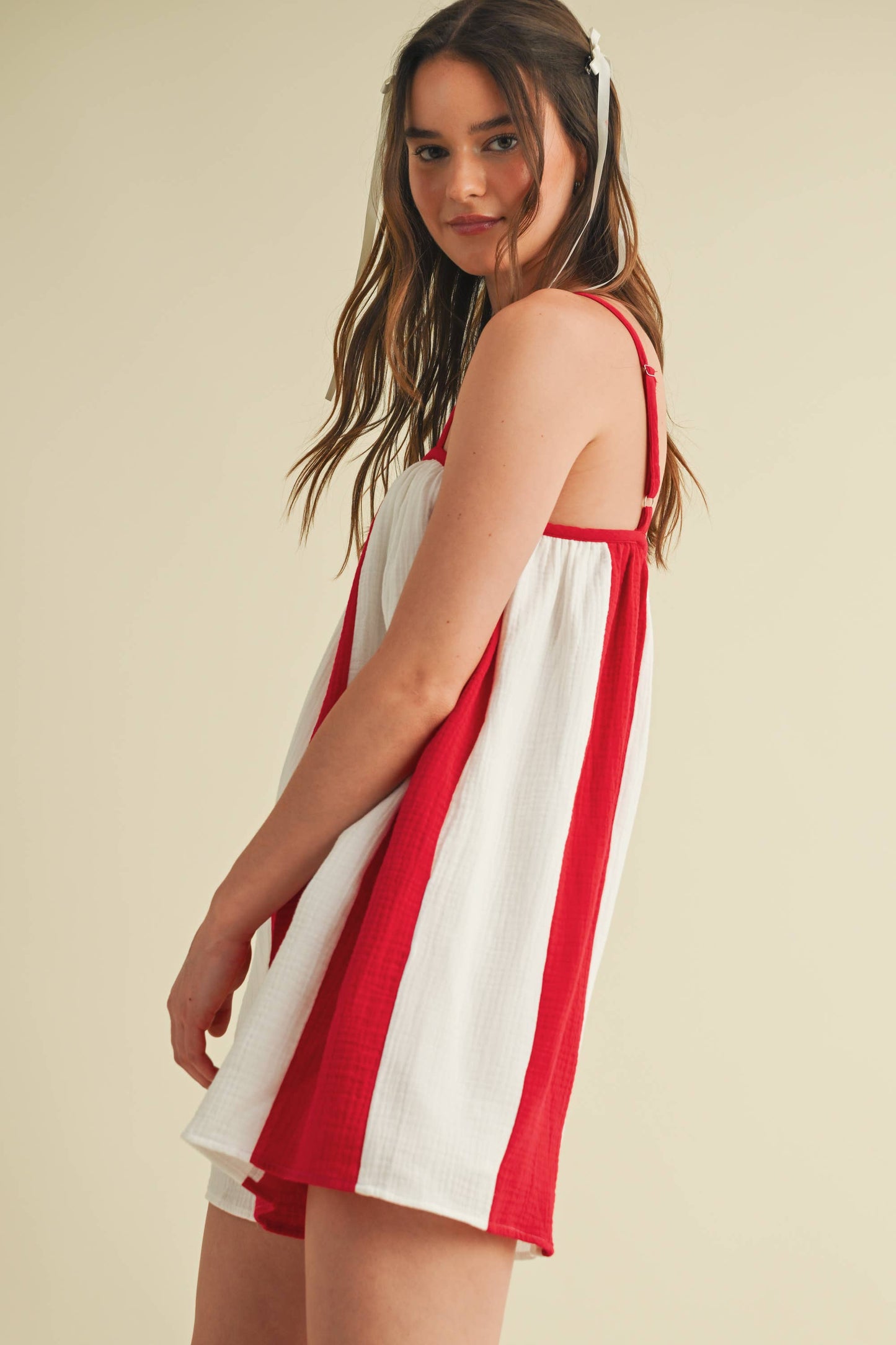 Cloud Ten Striped Oversized Romper – Effortless Game Day Style, Made in LA