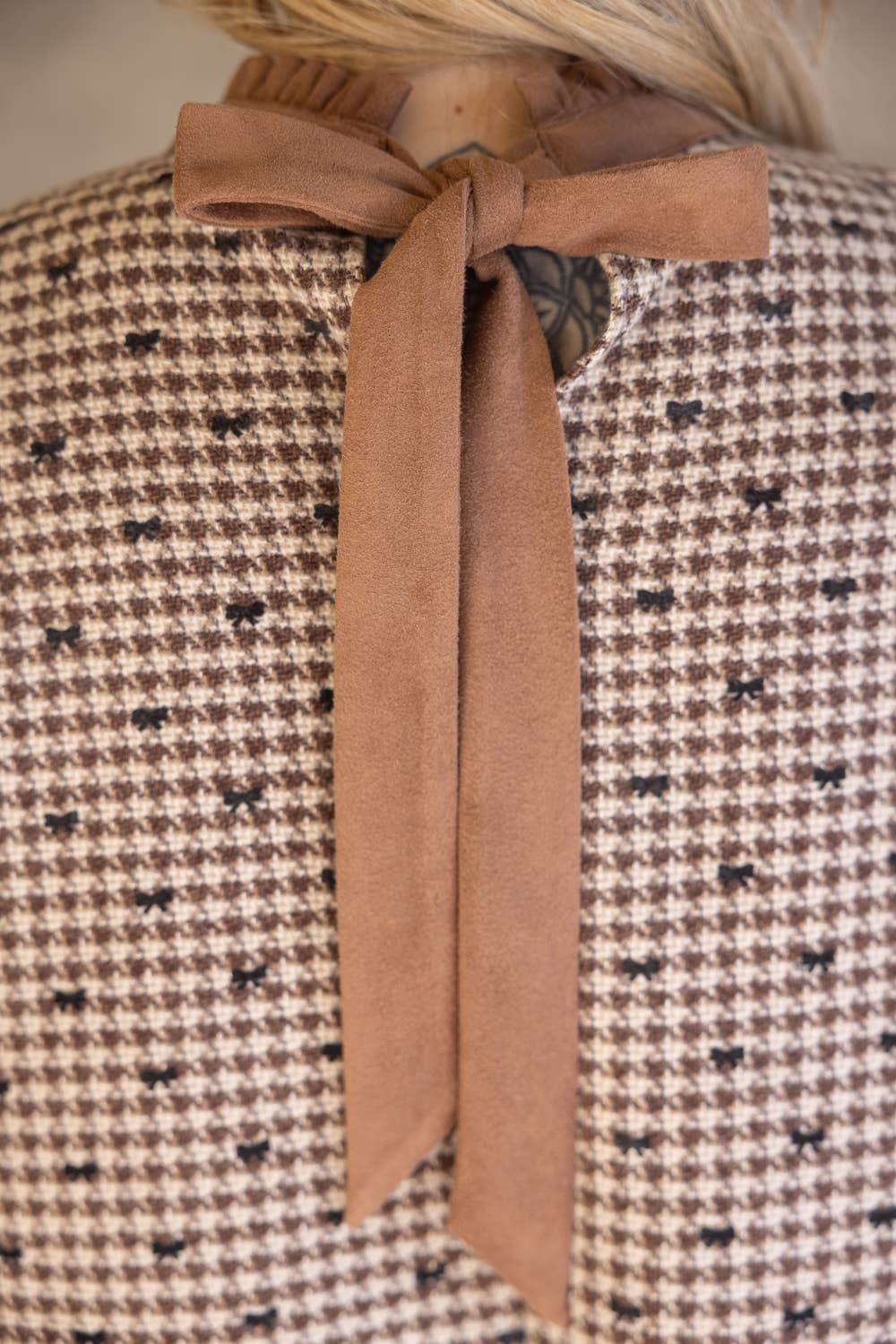 Autumn Bow Flannel Dress | Cozy Shift Dress with Bow Detail