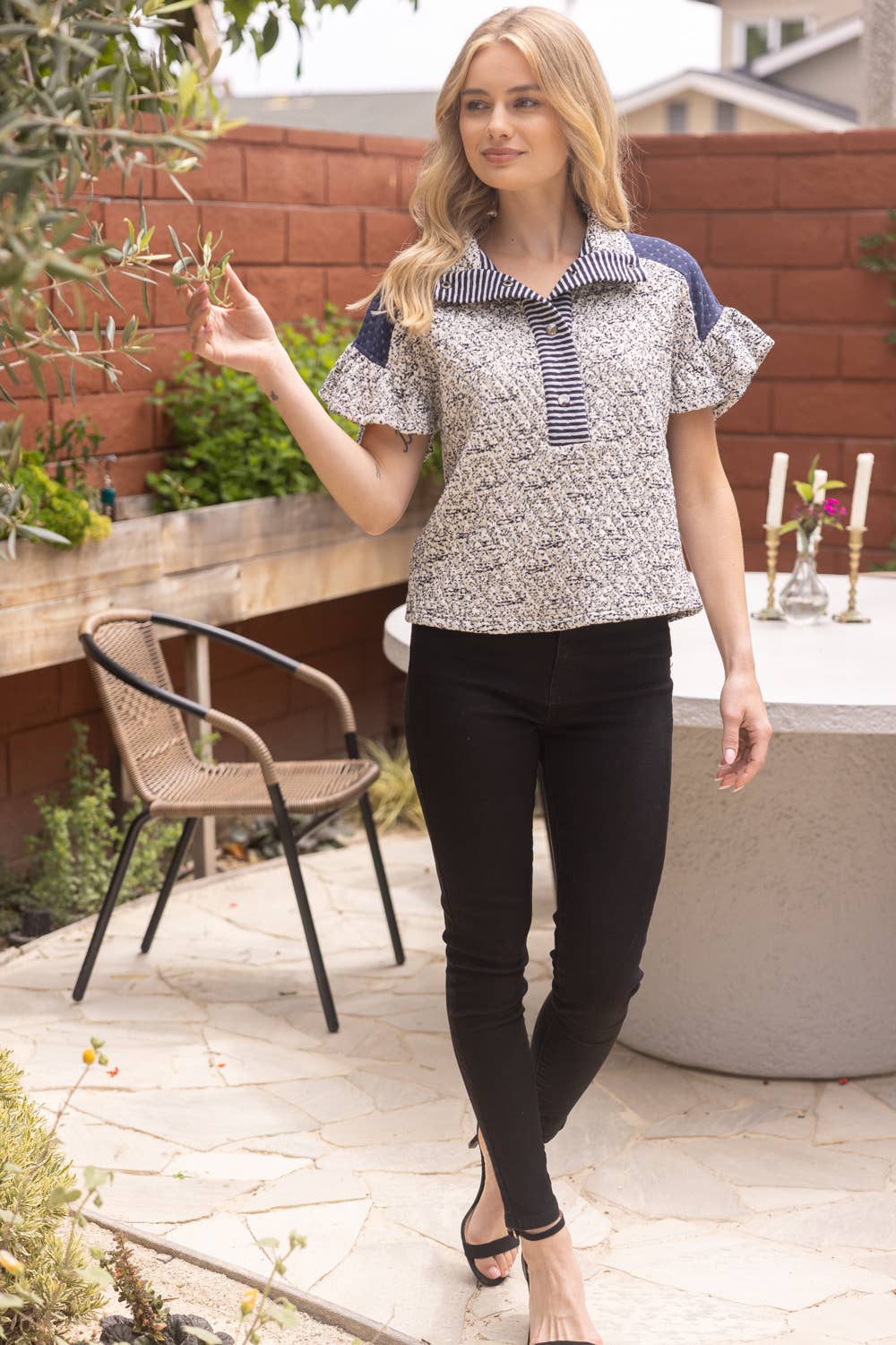 Quarter Snap Button Down Multi Quilted Top