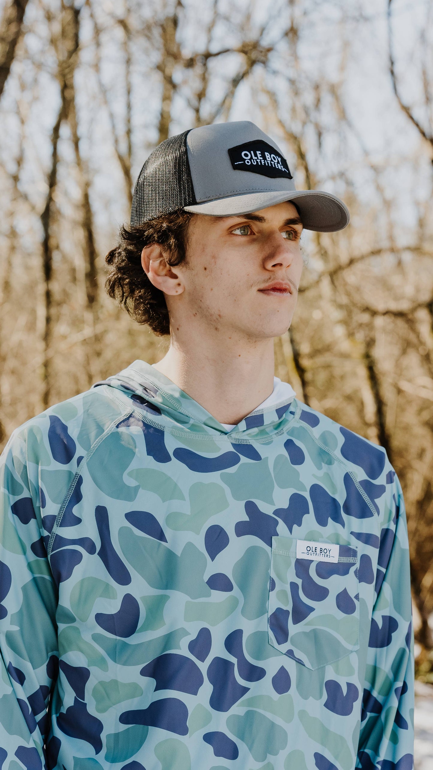 OLE BOY Performance Hooded Tee - Green Duck Camo