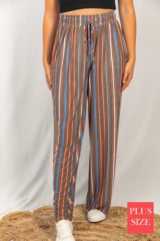 High Waisted Striped Knit Palazzo Pants