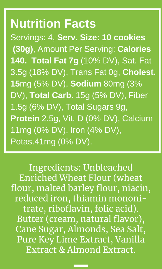 Key Lime Shortbread Cookies – 4 oz Grab & Go Box