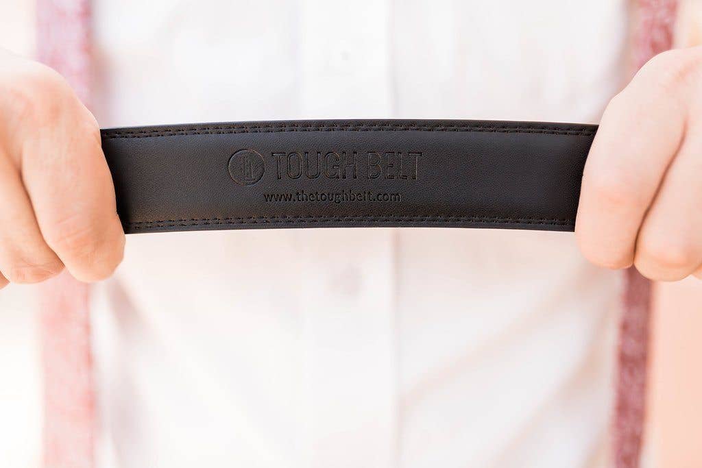 Black Leather Ratchet Belt – Adjustable One Size by Tough Apparel