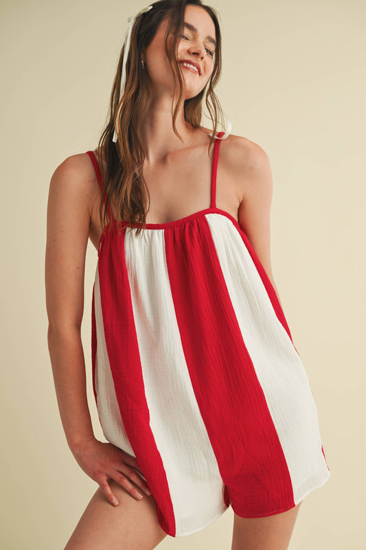 Cloud Ten Striped Oversized Romper – Effortless Game Day Style, Made in LA