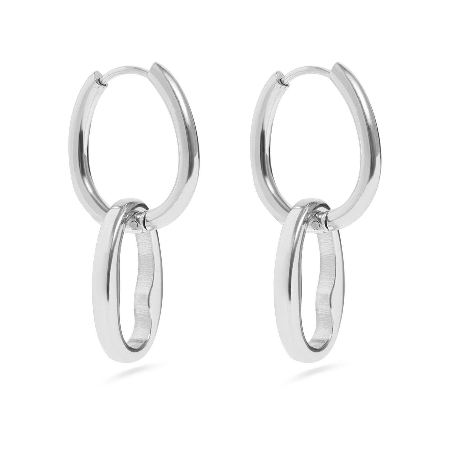 18K Gold PVD Stainless Steel Interlocked Oval Pendant Earrings