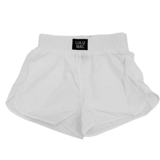 White Lulu Mac Solid Shorts – Women's High-Waisted Athletic Lounge Shorts