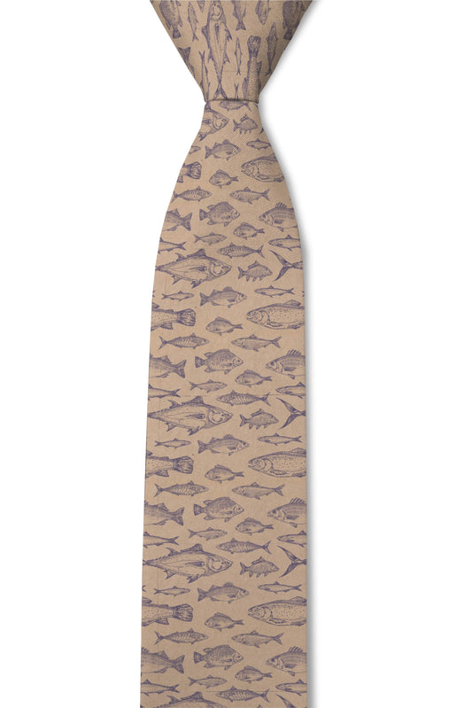 Angler - Tan Fish Tie