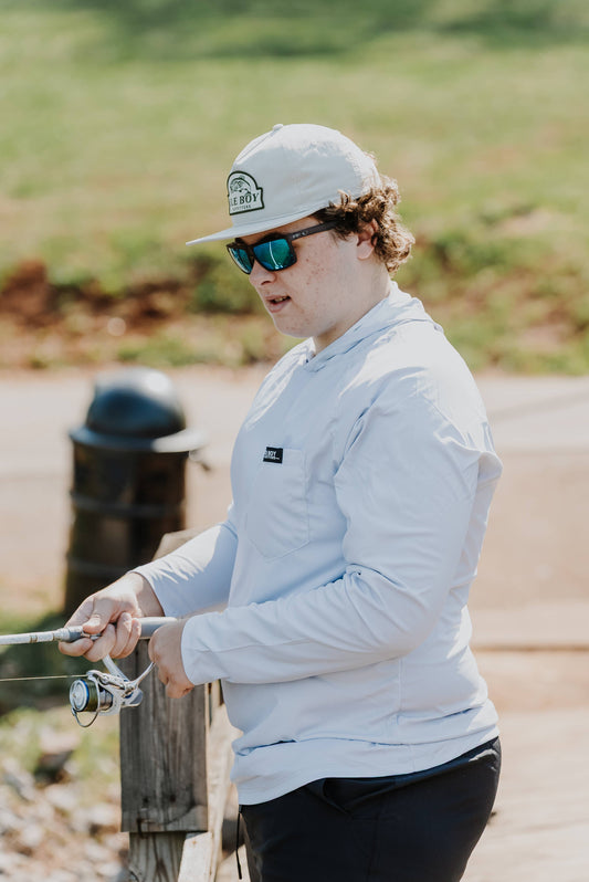 OLE BOY Performance Hooded Fishing Tee – Grey UPF 50+
