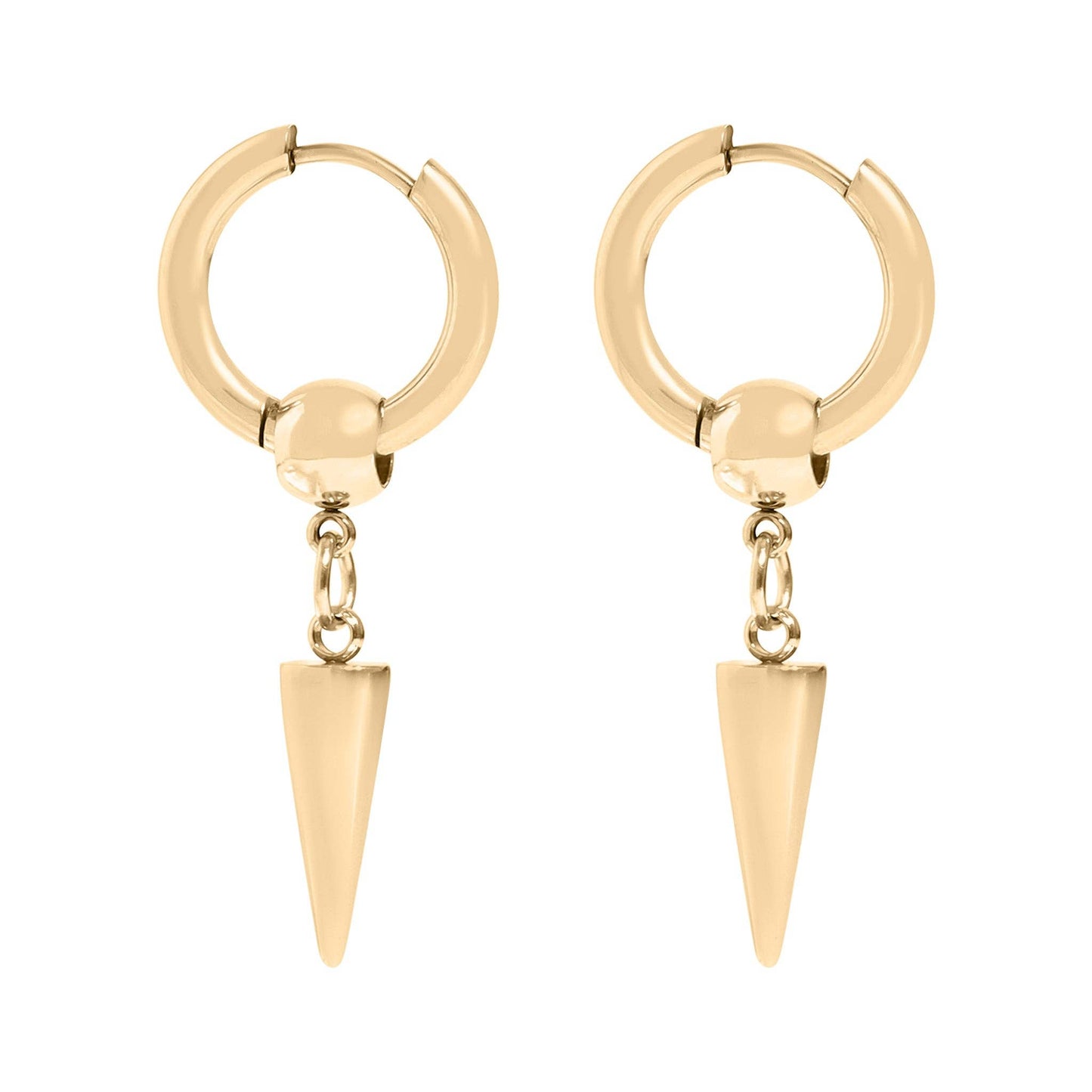 18K Gold PVD Stainless Steel Spike Pendant Hoop Earrings
