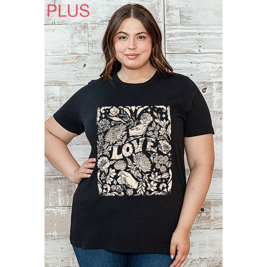 FLORAL LOVE HANDS PLUSSIZE TEE