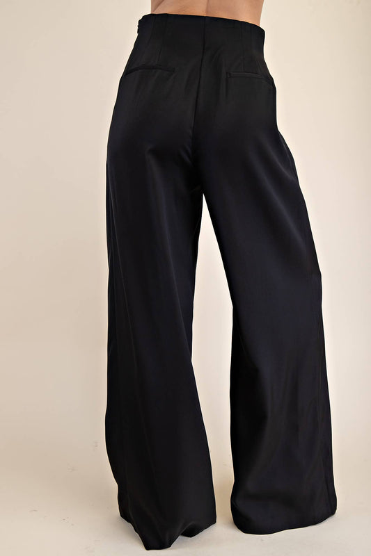 Pleated High-Waisted Wide Pants