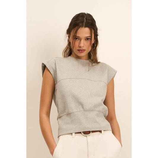 Adjustable Buckle Drop Shoulder Knit Top with Back Slit — Soft Cotton Blend