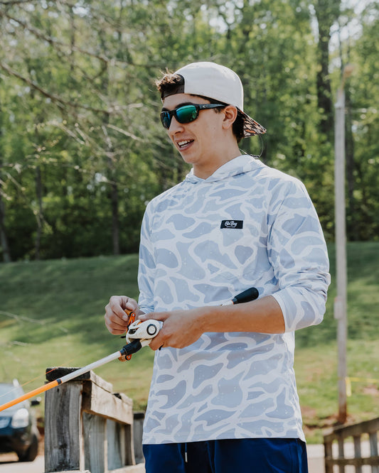 OLE BOY Performance Hooded Tee - Grey Duck Camo