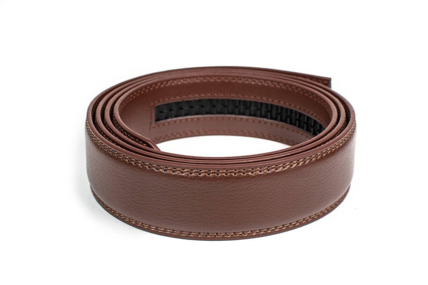 Medium Brown Leather Ratchet Belt Strap – Adjustable, Trim-to-Fit, Buckle Sold Separately