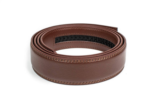 Medium Brown Leather Ratchet Belt Strap – Adjustable, Trim-to-Fit, Buckle Sold Separately